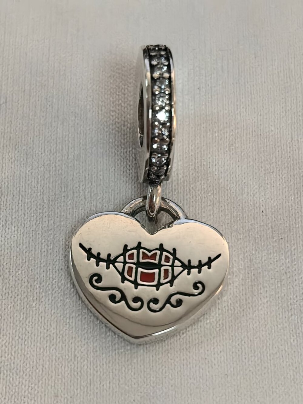 Pandora Nightmare Before Christmas Sally Love Heart Charm, S925 Silver Jewelry